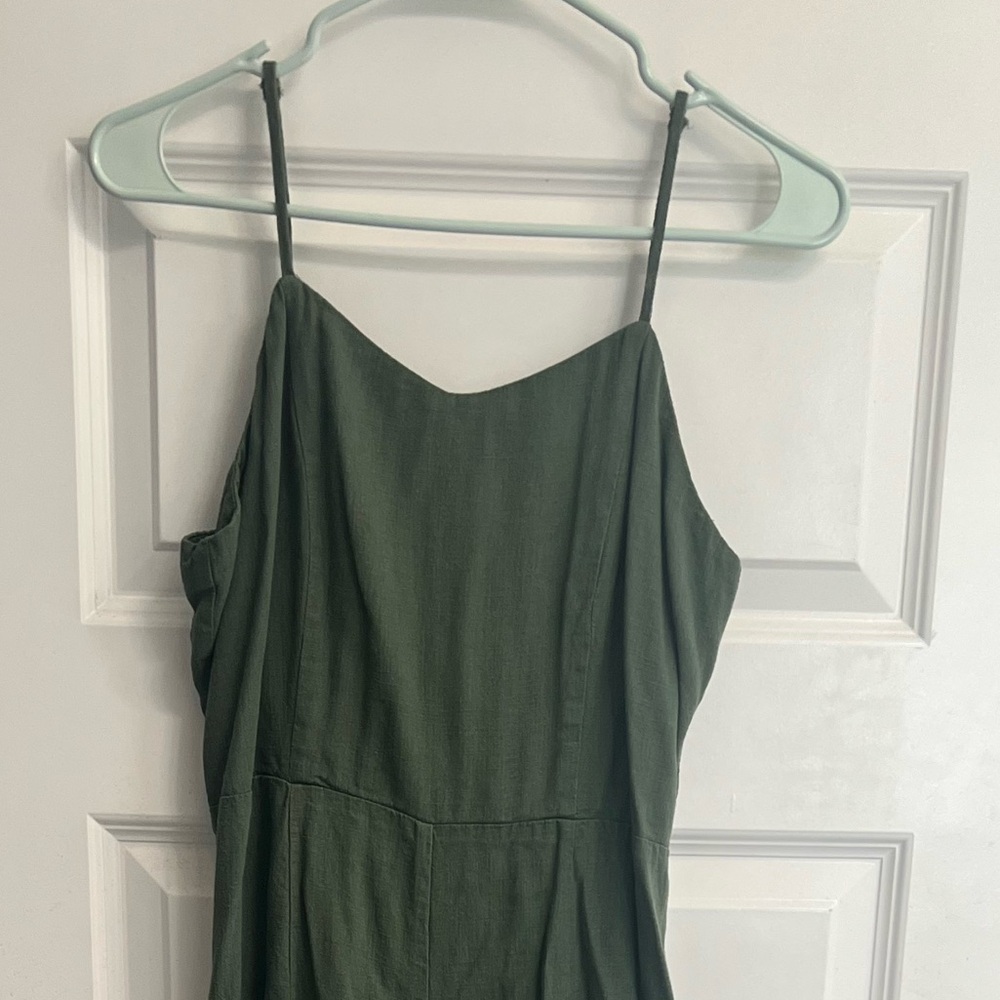 Rachel Zoe Green Jumpsuit with Spaghetti Straps and Wide-Leg Pants